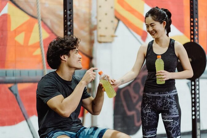gym goers drinking